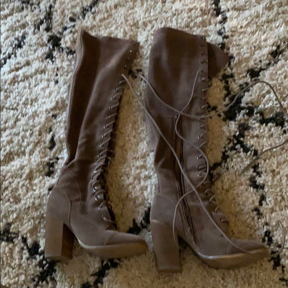 Over the knee lace up boots Suede